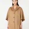 Oversized cashmere broadcloth cape, camel