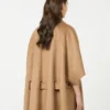 Oversized cashmere broadcloth cape, camel