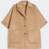 Oversized cashmere broadcloth cape, camel