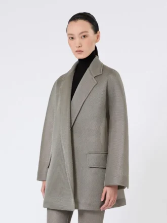 Oversized coat in jersey mesh, medium grey Oversized coat in jersey mesh, medium grey