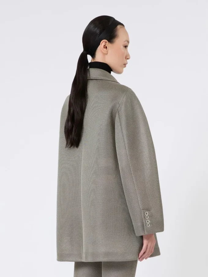 Oversized coat in jersey mesh, medium grey
