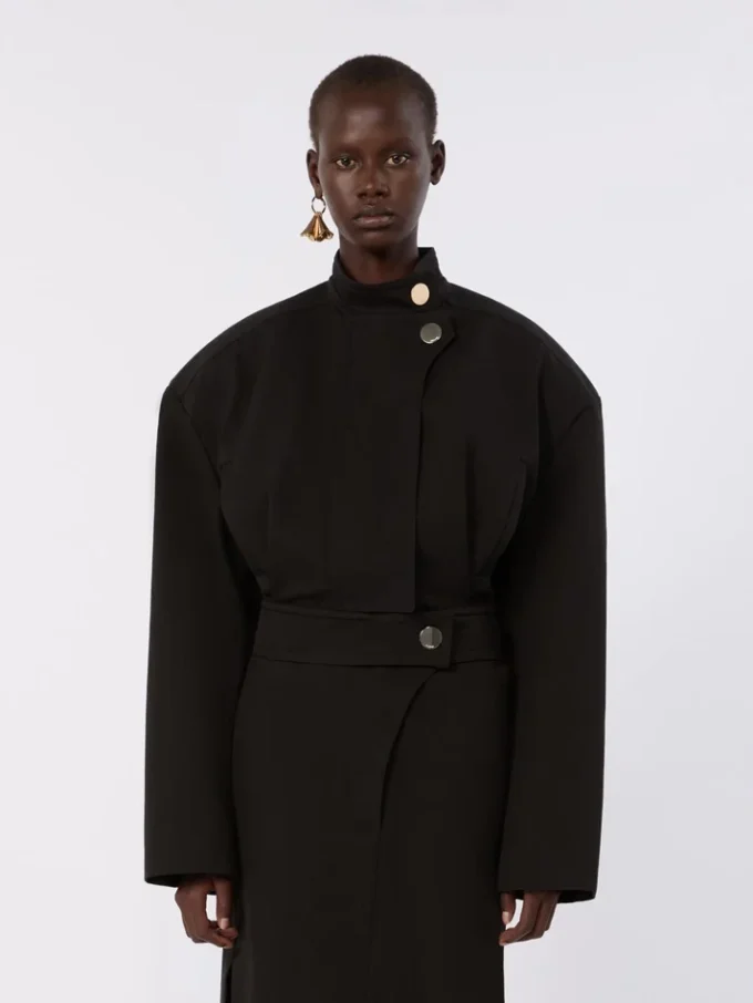 Oversized cotton bomber jacket, black