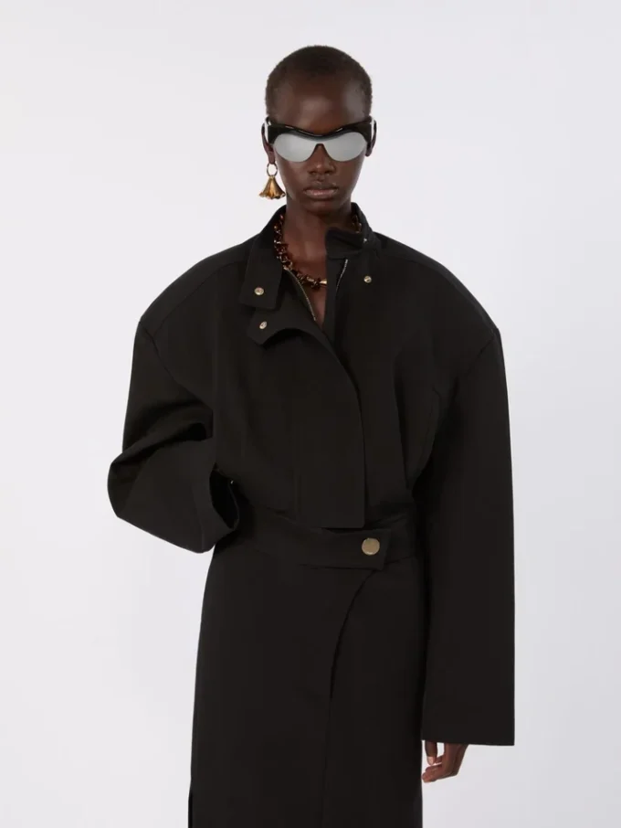 Oversized cotton bomber jacket, black