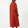 Oversized cotton poplin dress, red