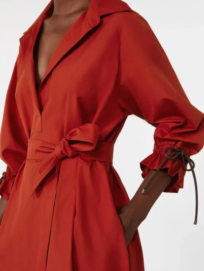 Oversized cotton poplin dress, red