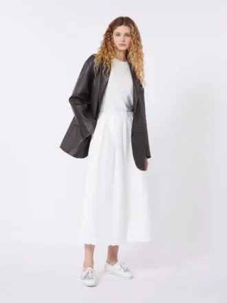 Oversized leather blazer, brown