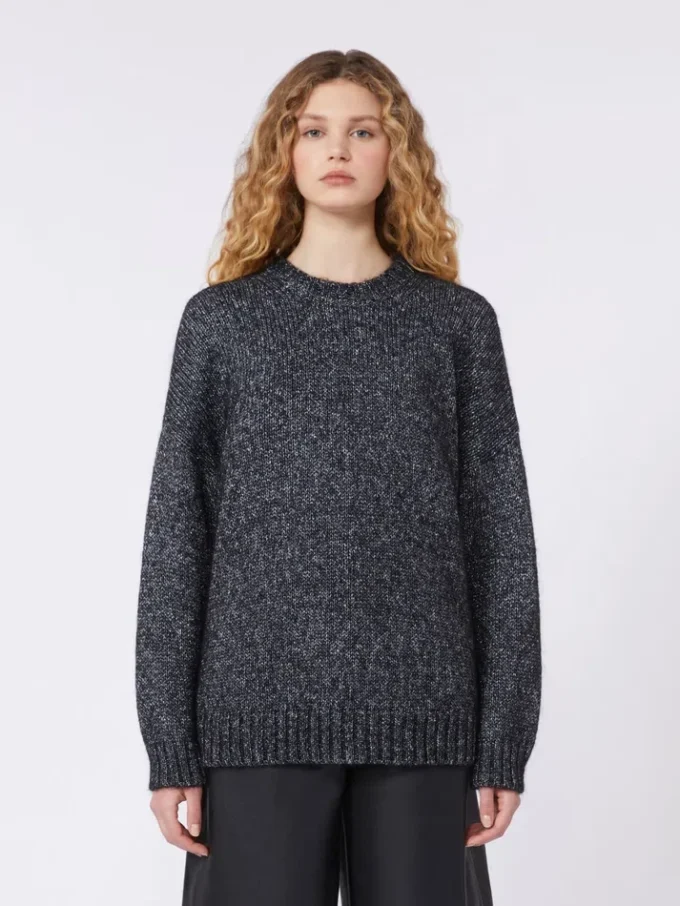 Oversized mohair and lurex sweater, dark grey