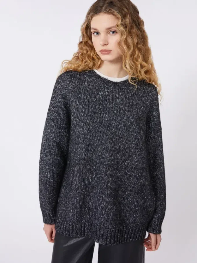 Oversized mohair and lurex sweater, dark grey