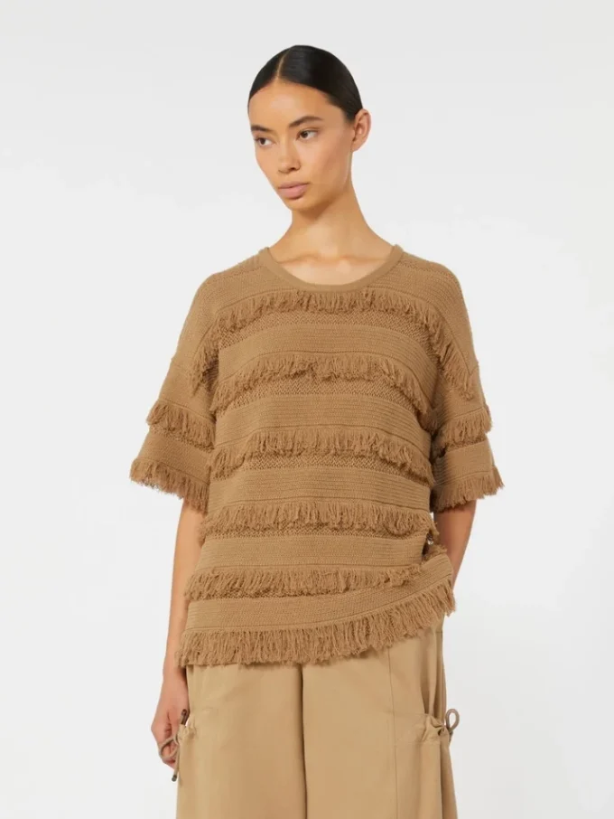 Oversized patterned viscose sweater, desert