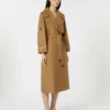 Oversized water-repellent twill trench coat, brown