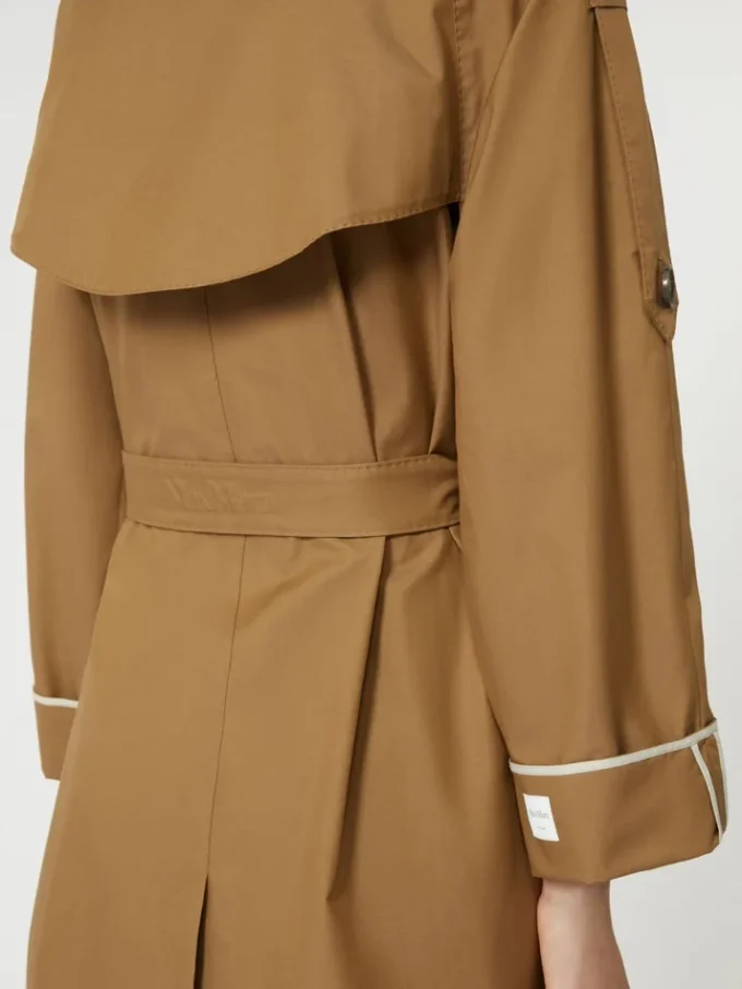 Oversized water-repellent twill trench coat, brown