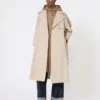 Oversized water-repellent twill trench coat, sand
