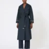 Oversized water-repellent twill trench coat, ultramarine