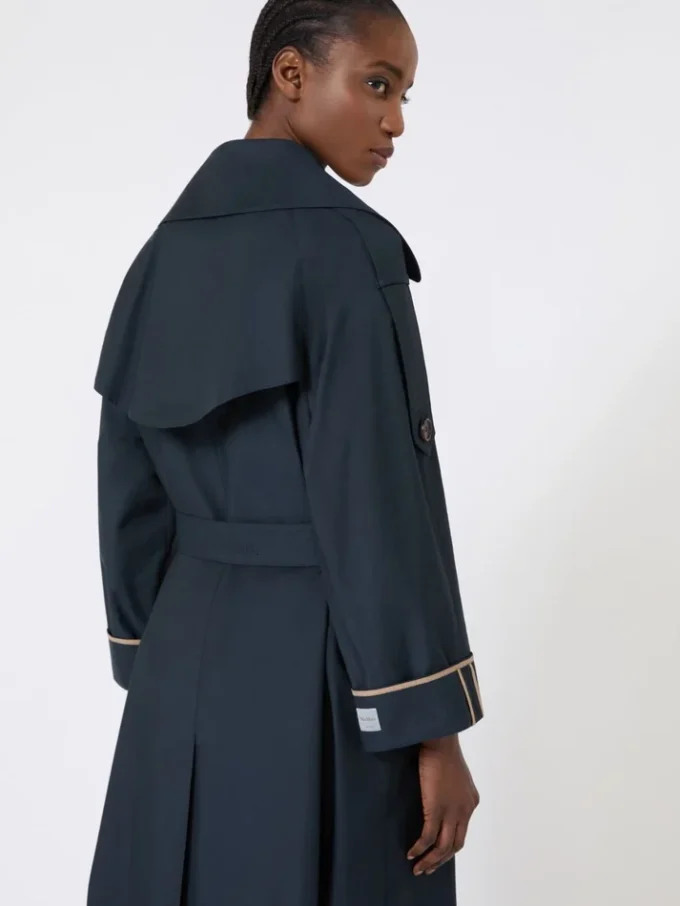 Oversized water-repellent twill trench coat, ultramarine