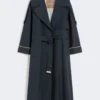 Oversized water-repellent twill trench coat, ultramarine
