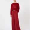 Compact jersey trousers, dark red