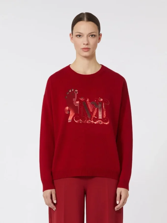 Oversized wool and cashmere sweater, dark red