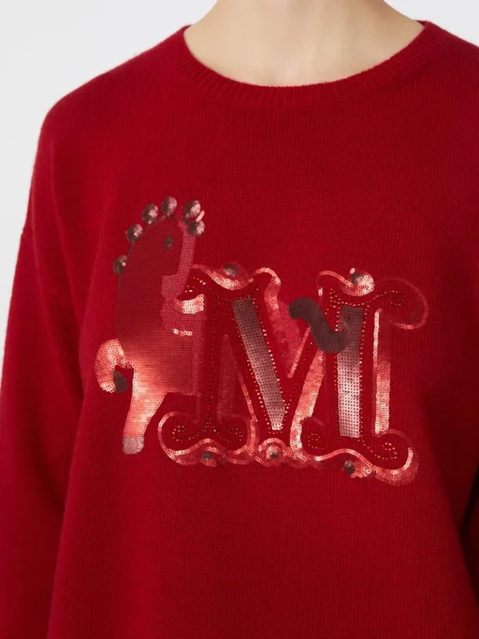 Oversized wool and cashmere sweater, dark red