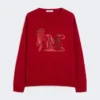 Oversized wool and cashmere sweater, dark red