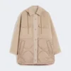 Padded coat in double-sided wool and nylon, camel