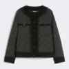 Padded cropped jacket in water-repellent canvas, black