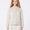 Padded cropped jacket in water-repellent canvas, sand