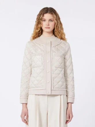 Padded cropped jacket in water-repellent canvas, sand