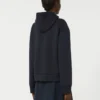 Padded, hooded jacket in water-repellent canvas and jersey, navy