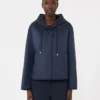 Padded, hooded jacket in water-repellent canvas, navy Padded, hooded jacket in water-repellent canvas, navy