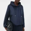 Padded, hooded jacket in water-repellent canvas, navy Padded, hooded jacket in water-repellent canvas, navy