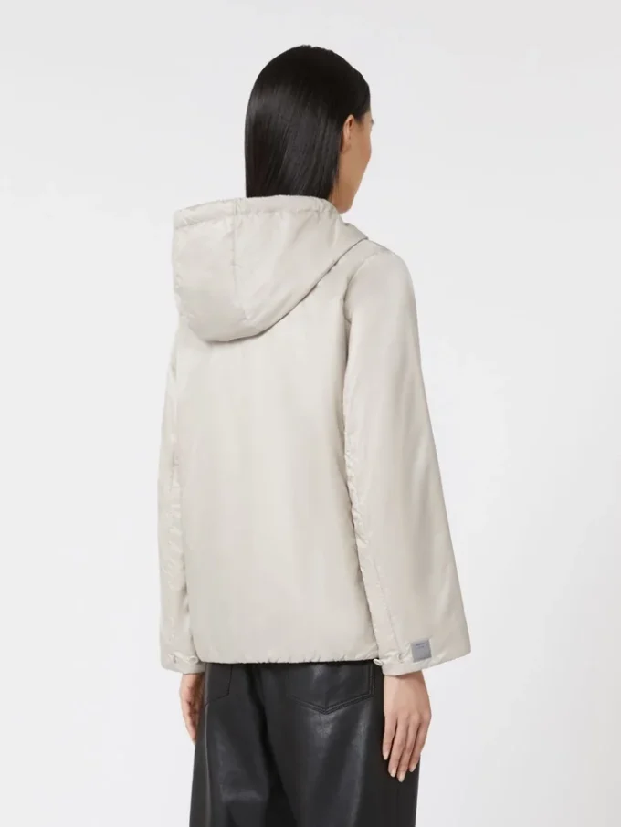 Padded water-repellent canvas hooded jacket, beige Padded water-repellent canvas hooded jacket, beige