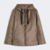 Padded water-repellent canvas hooded jacket, hazelnut brown