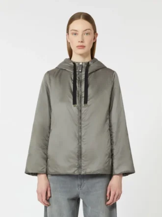 Padded water-repellent canvas hooded jacket, medium grey