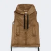 Padded water-repellent hooded gilet, caramel