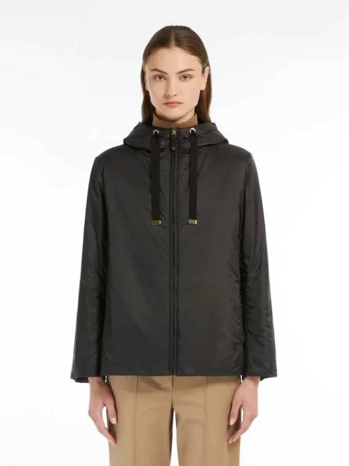 Padded water-repellent hooded jacket, black