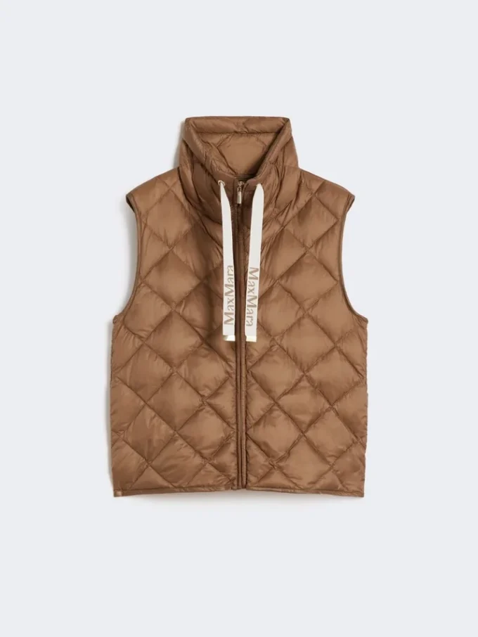 Padded water-repellent nylon canvas gilet, caramel Padded water-repellent nylon canvas gilet, caramel