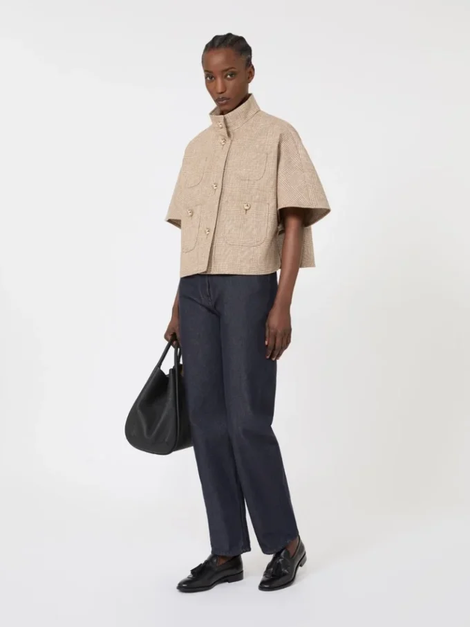 Patterned cotton cloak, tobacco Patterned cotton cloak, tobacco