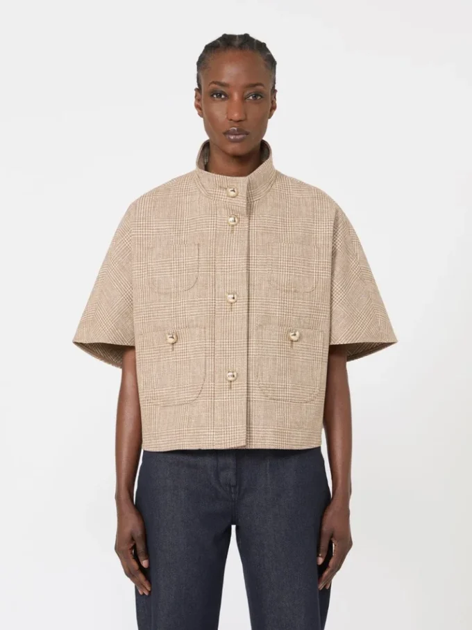 Patterned cotton cloak, tobacco Patterned cotton cloak, tobacco