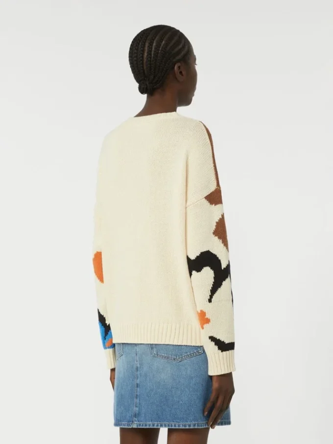 Patterned cotton crew-neck, multicolour