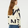 Patterned cotton crew-neck, navy