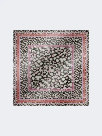 Patterned silk twill foulard, pink