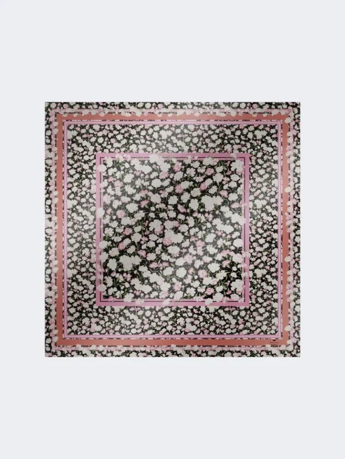 Patterned silk twill foulard, pink Patterned silk twill foulard, pink