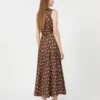 Patterned twill dress, brown
