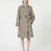 Patterned water-repellent twill trench coat, coffee Patterned water-repellent twill trench coat, coffee