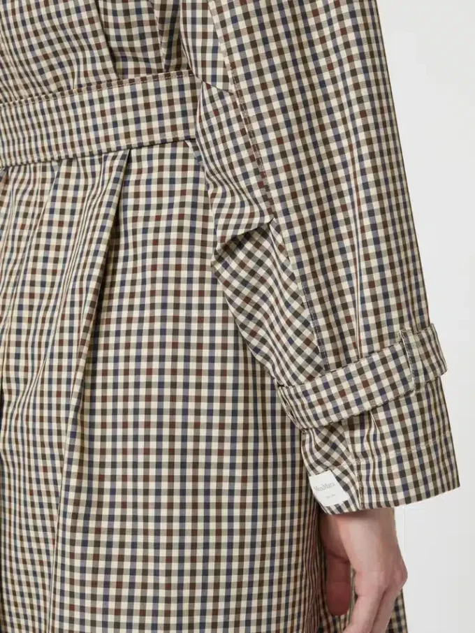 Patterned water-repellent twill trench coat, coffee Patterned water-repellent twill trench coat, coffee