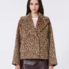 Patterned wool-blend pea coat, camel