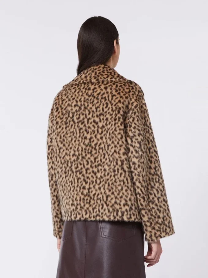 Patterned wool-blend pea coat, camel