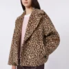 Patterned wool-blend pea coat, camel