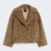 Patterned wool-blend pea coat, camel
