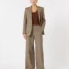 Patterned wool twill blazer, caramel